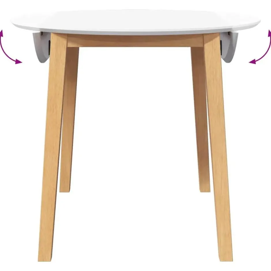 vidaXL Eettafel - Inklapbare tafel - Naturel en wit - Rubberhout - 90x90x55 cm