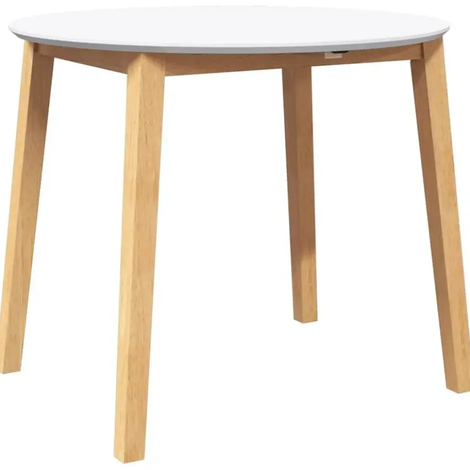 vidaXL Eettafel - Inklapbare tafel - Naturel en wit - Rubberhout - 90x90x55 cm
