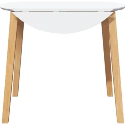 vidaXL Eettafel - Inklapbare tafel - Naturel en wit - Rubberhout - 90x90x55 cm
