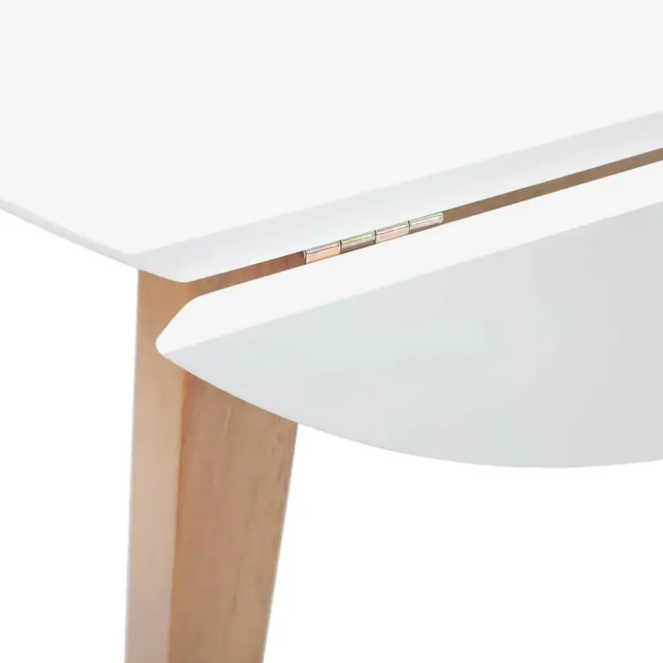 vidaXL Eettafel - Inklapbare tafel - Naturel en wit - Rubberhout - 90x90x55 cm
