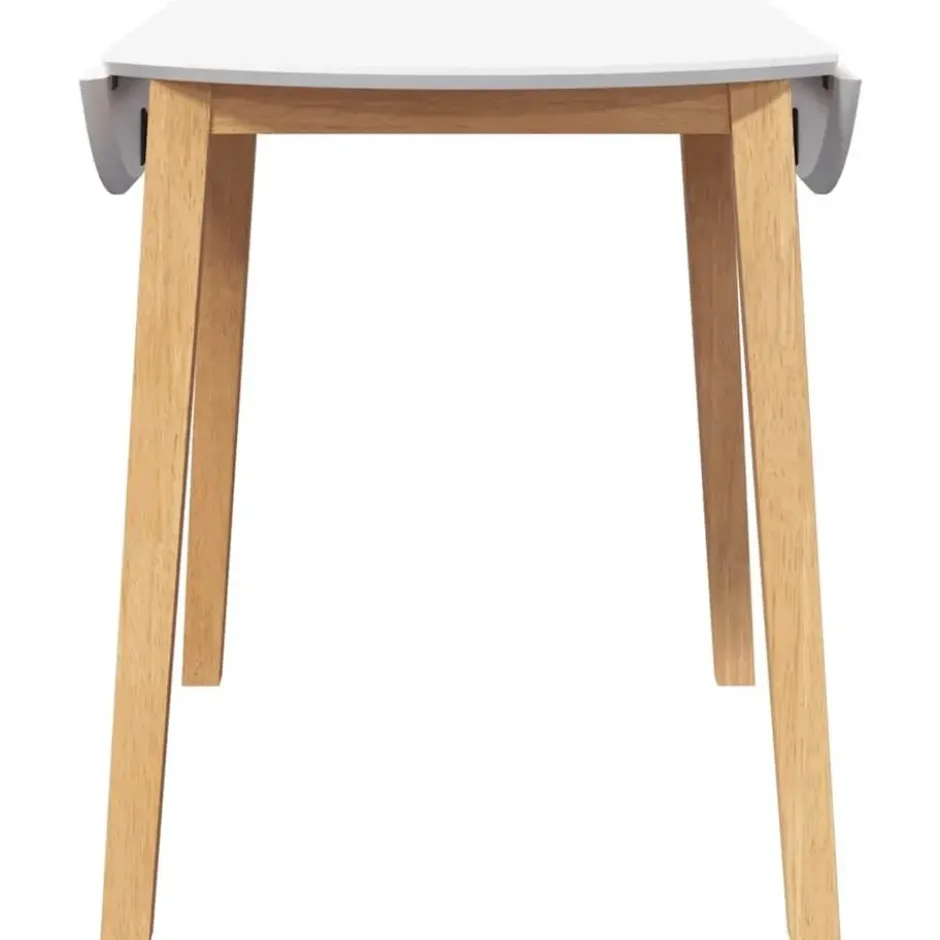vidaXL Eettafel - Inklapbare tafel - Naturel en wit - Rubberhout - 90x90x55 cm