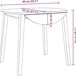 vidaXL Eettafel - Inklapbare tafel - Naturel en wit - Rubberhout - 90x90x55 cm