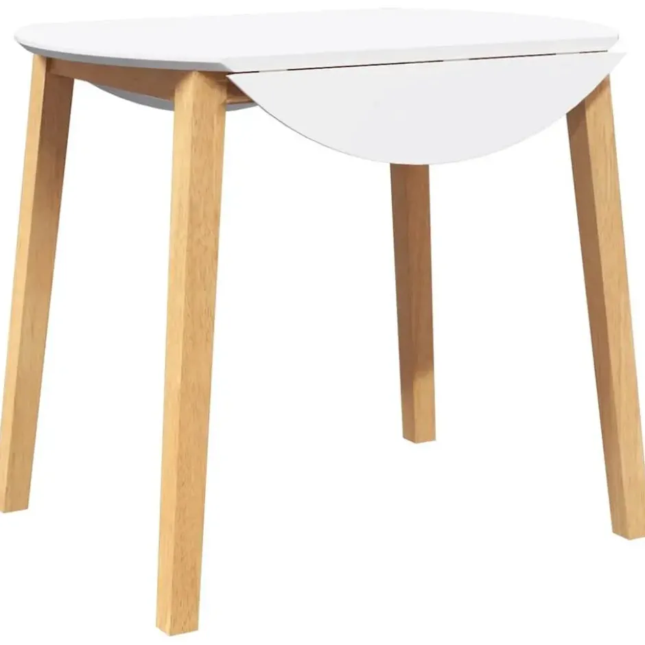 vidaXL Eettafel - Inklapbare tafel - Naturel en wit - Rubberhout - 90x90x55 cm