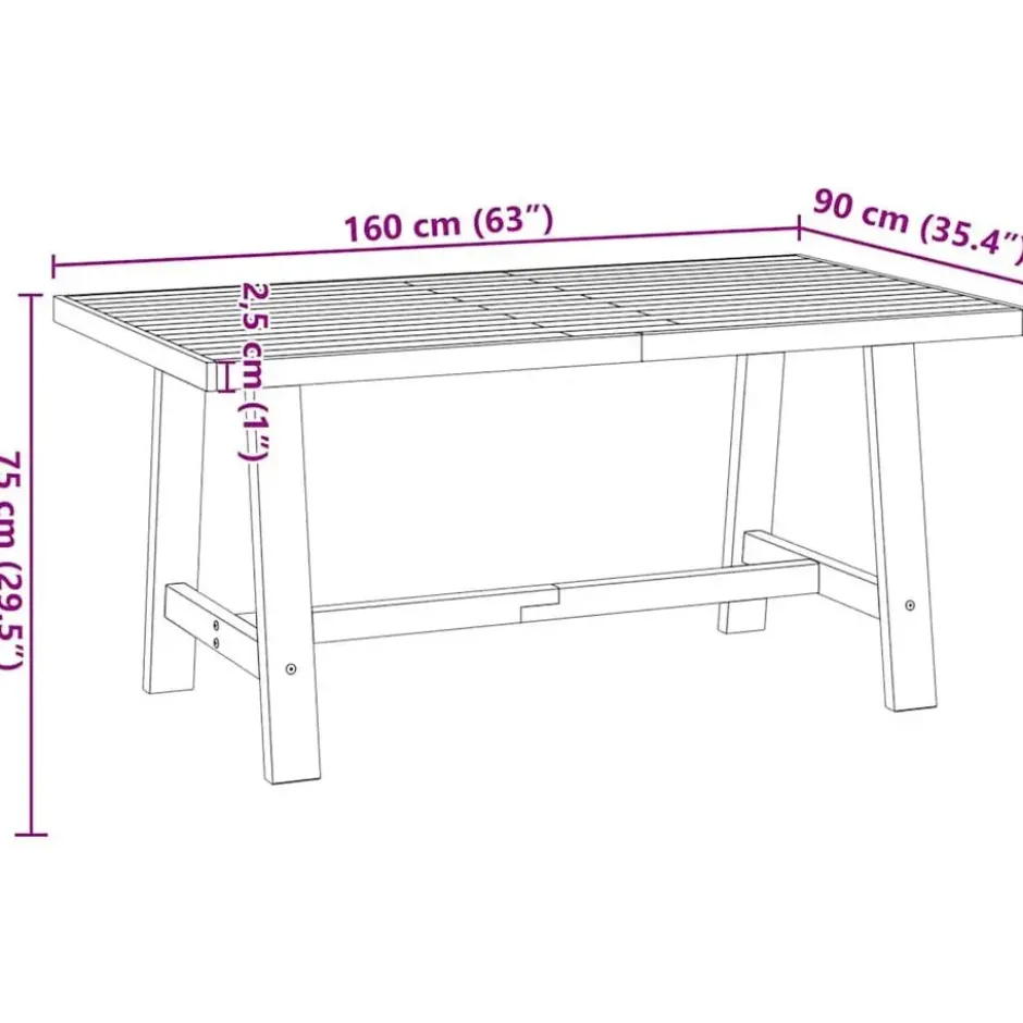vidaXL Eettafel NOAIN met A-poten - Naturel - Massief grenenhout - 160x90 cm