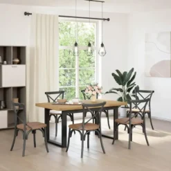 vidaXL Eettafel NOAIN met U-poten - Naturel - Massief grenenhout - 160x90 cm