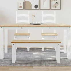 vidaXL Eettafel PANAMA- Rechthoekige tafel - Wit - Grenenhout - 160x80 cm