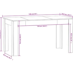 vidaXL Eettafel Rechthoekig – Sonoma Eiken – 140 x 74.5 x 76 cm – Bewerkt Hout