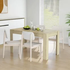 vidaXL Eettafel Rechthoekig – Sonoma Eiken – 140 x 74.5 x 76 cm – Bewerkt Hout