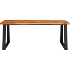 vidaXL Eettafel - Rechthoekige tafel - Massief acaciahout en staal - 200x90 cm
