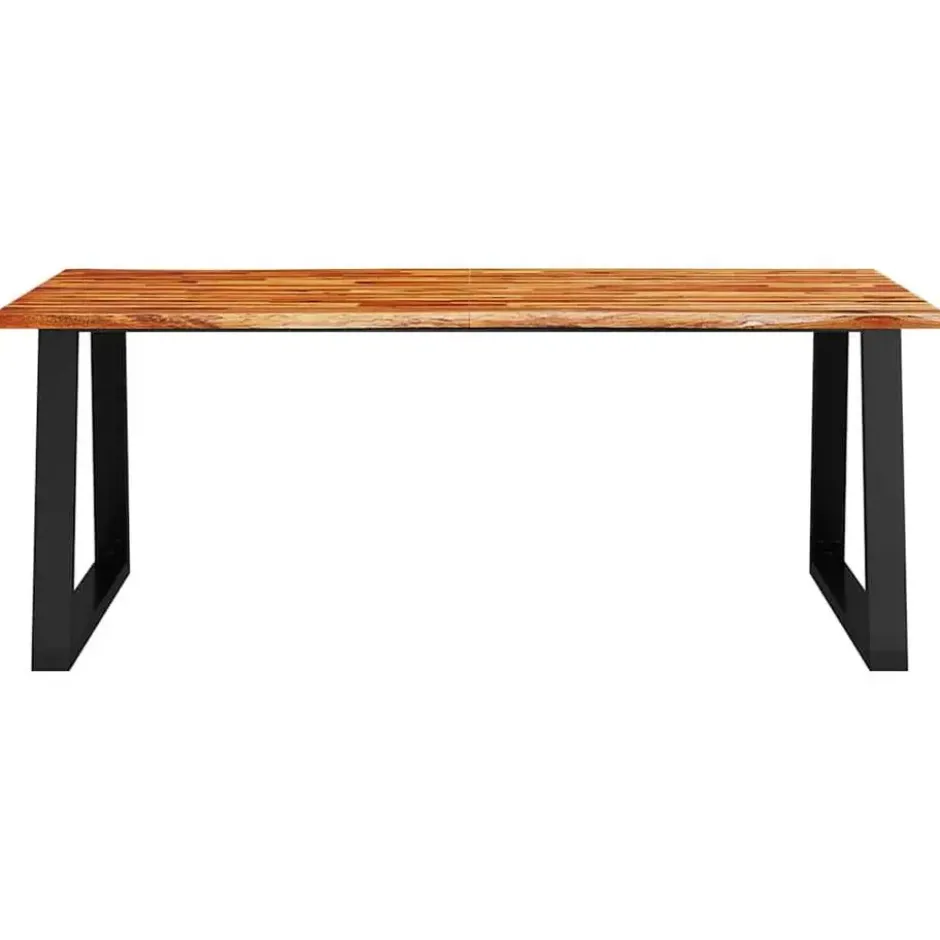 vidaXL Eettafel - Rechthoekige tafel - Massief acaciahout en staal - 200x90 cm