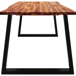 vidaXL Eettafel - Rechthoekige tafel - Massief acaciahout en staal - 200x90 cm