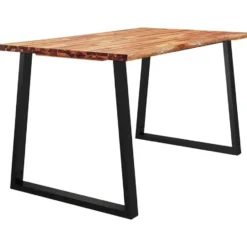 vidaXL Eettafel - Rechthoekige tafel - Massief acaciahout en staal - 140x80 cm