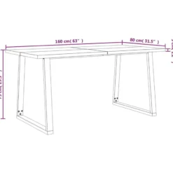 vidaXL Eettafel - Rechthoekige tafel - Massief acaciahout en staal - 160x80 cm