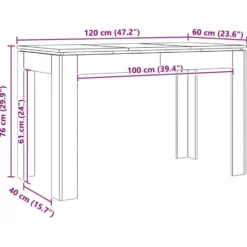 vidaXL Eettafel - Rechthoekige tafel - Artisanaal eiken - Hout - 120x60x76 cm