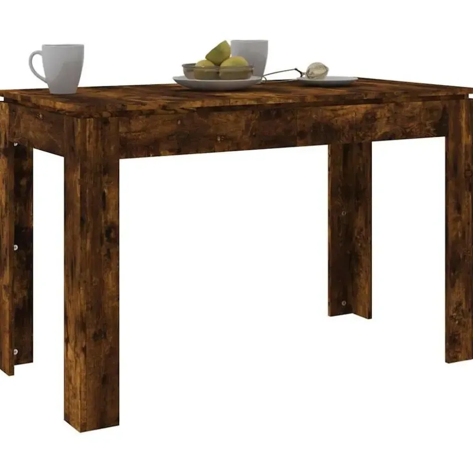 vidaXL Eettafel - Rechthoekige tafel - Gerookt eiken - Bewerkt hout - 120x60 cm