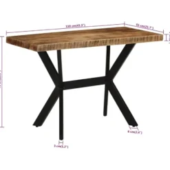 vidaXL Eettafel - Rechthoekige tafel met X-poten - Mangohout&staal - 110x55 cm