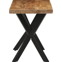 vidaXL Eettafel - Rechthoekige tafel met X-poten - Mangohout&staal - 110x55 cm