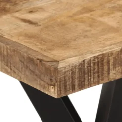 vidaXL Eettafel - Rechthoekige tafel met X-poten - Mangohout&staal - 110x55 cm