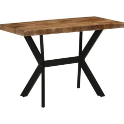 vidaXL Eettafel - Rechthoekige tafel met X-poten - Mangohout&staal - 110x55 cm