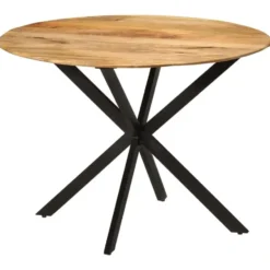 vidaXL Eettafel - Ronde tafel - Massief mangohout en staal - Ø110 cm
