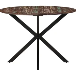 vidaXL Eettafel - Ronde tafel - Massief gerecycled hout en staal - Ø110 cm