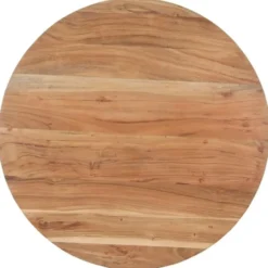 vidaXL Eettafel - Ronde tafel - Massief acaciahout en ijzer - Ø80 cm