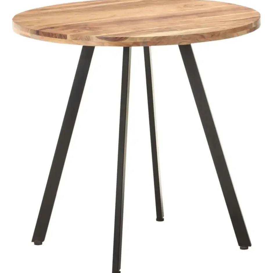 vidaXL Eettafel - Ronde tafel - Massief acaciahout en ijzer - Ø80 cm