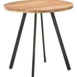 vidaXL Eettafel - Ronde tafel - Massief acaciahout en ijzer - Ø80 cm