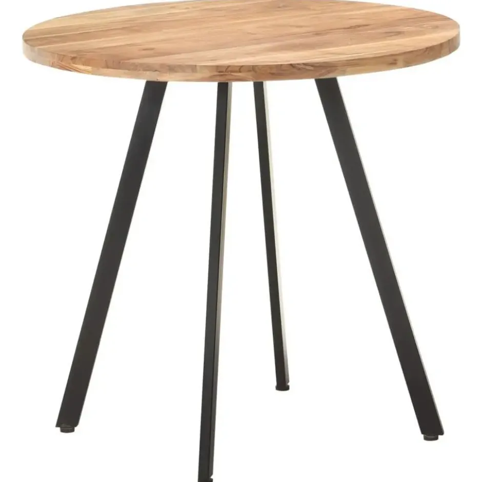 vidaXL Eettafel - Ronde tafel - Massief acaciahout en ijzer - Ø80 cm