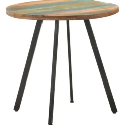 vidaXL Eettafel - Ronde tafel - Massief gerecycled hout en ijzer - Ø80 cm