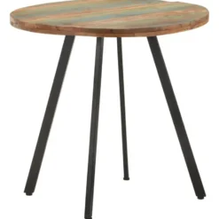 vidaXL Eettafel - Ronde tafel - Massief gerecycled hout en ijzer - Ø80 cm
