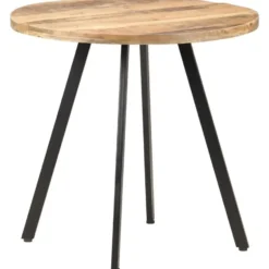 vidaXL Eettafel - Ronde tafel - Ruw mangohout en ijzer - Ø80 cm