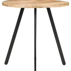 vidaXL Eettafel - Ronde tafel - Ruw mangohout en ijzer - Ø80 cm