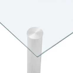 vidaXL - Eettafel - Transparent - Roestvrij staal