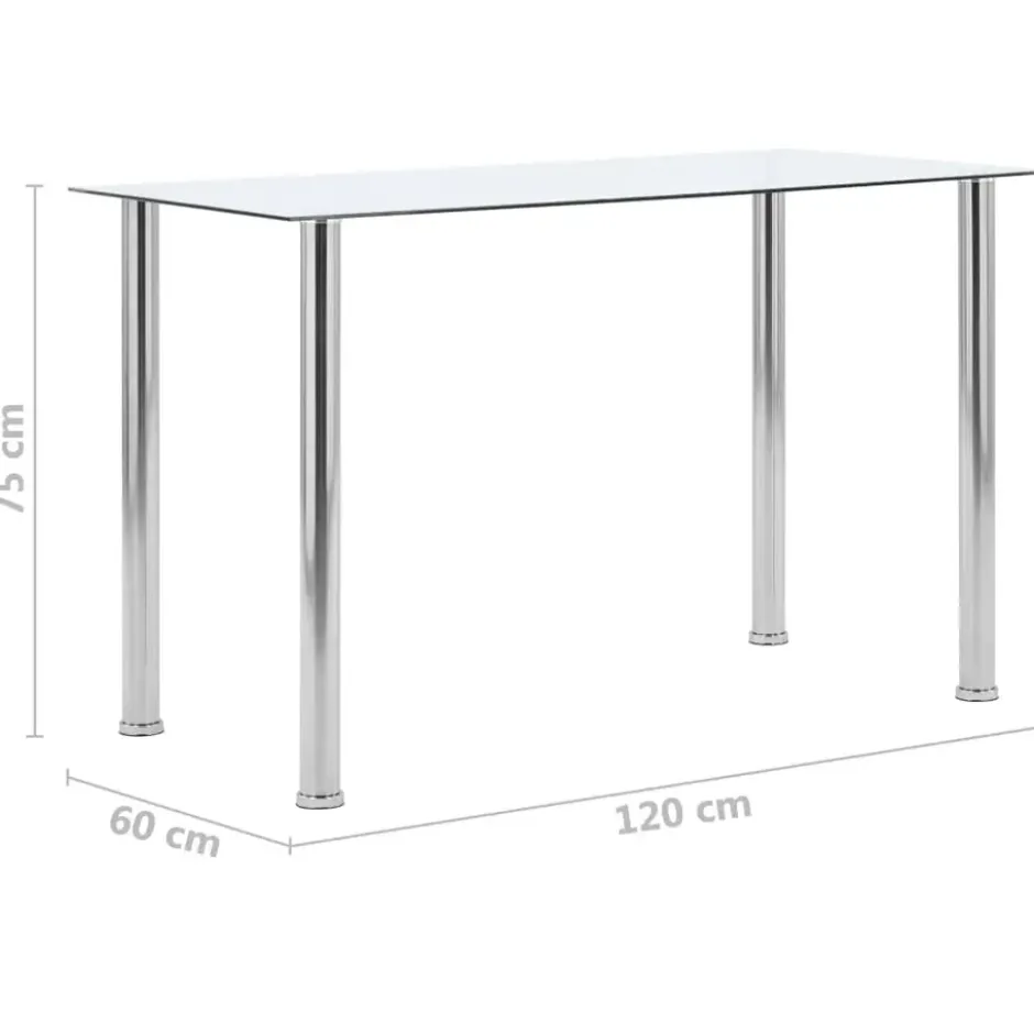 vidaXL - Eettafel - Transparent - Roestvrij staal