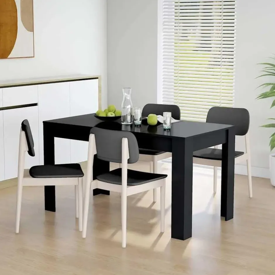 vidaXL Eettafel - Zwart - Bewerkt hout - 140x74.5x76 cm