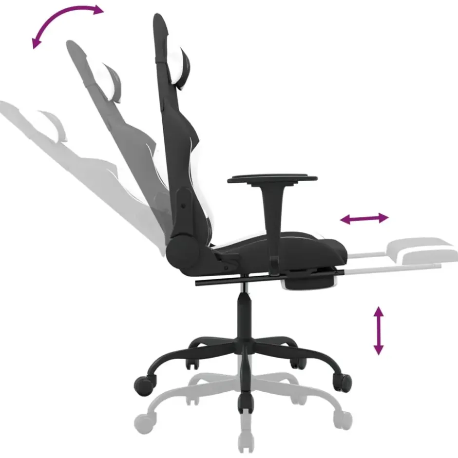 vidaXL - Gamingstoel - Wit - Stof