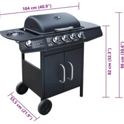 vidaXL - Gas Barbecue - Zwart - Roestvrij staal
