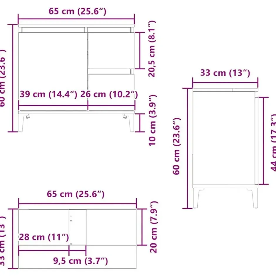vidaXL - Gerookt eiken Wastafelonderkast - 1 deur 2 lades - Hout - 65x33x60 cm
