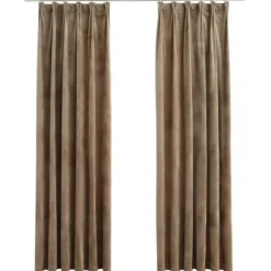 vidaXL - Gordijn - Beige - Fluweel - 140 x 225 cm - 2 stuks