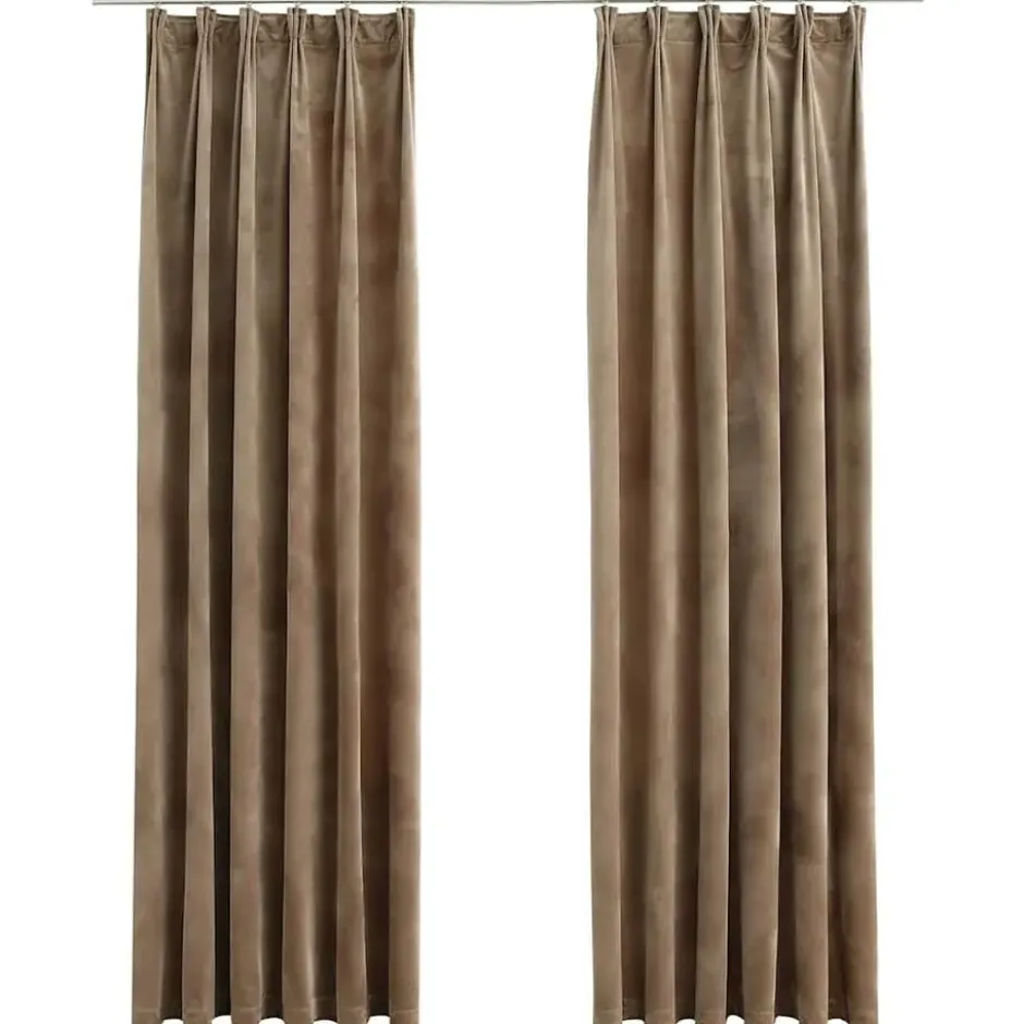 vidaXL - Gordijn - Beige - Fluweel - 140 x 225 cm - 2 stuks