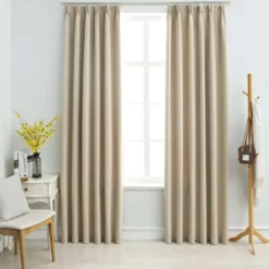 vidaXL - Gordijn - Beige - Stof - 140 x 175 cm