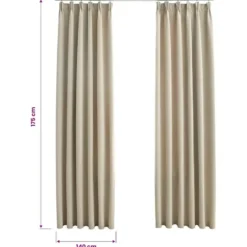 vidaXL - Gordijn - Beige - Stof - 140 x 175 cm