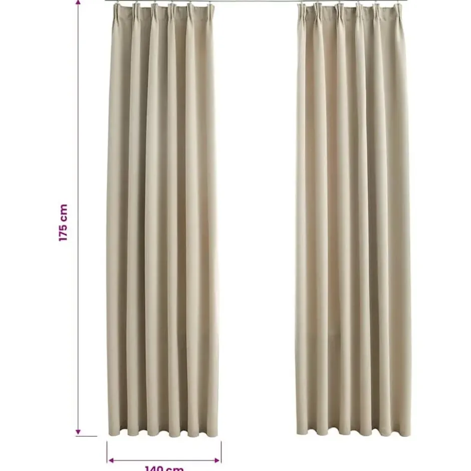 vidaXL - Gordijn - Beige - Stof - 140 x 175 cm
