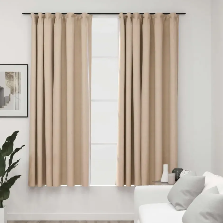 vidaXL - Gordijn - Beige - Stof - 140 x 175 cm - 2 stuks