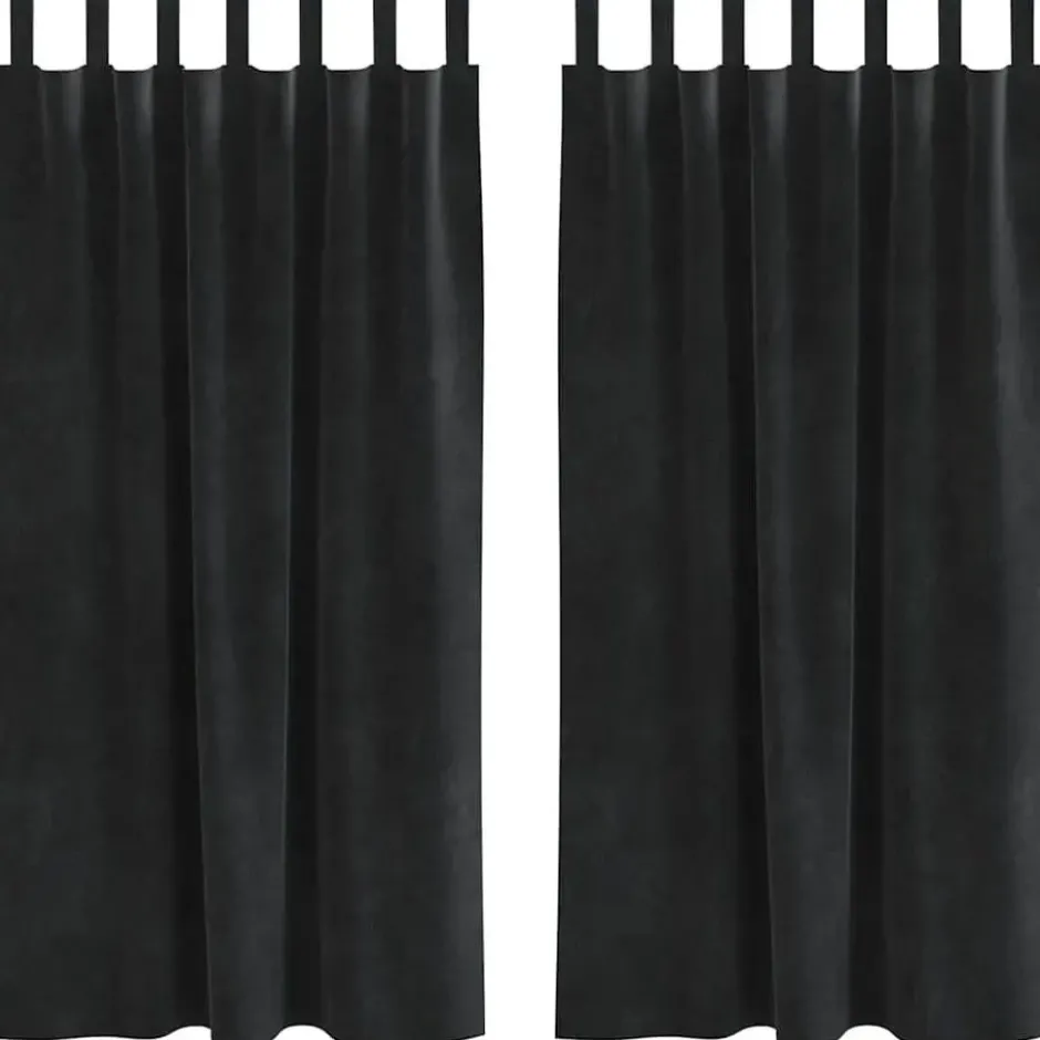 vidaXL Gordijnen met lussen - Verduisterend - Zwart Fluweel - 140x175 cm - 2 St.