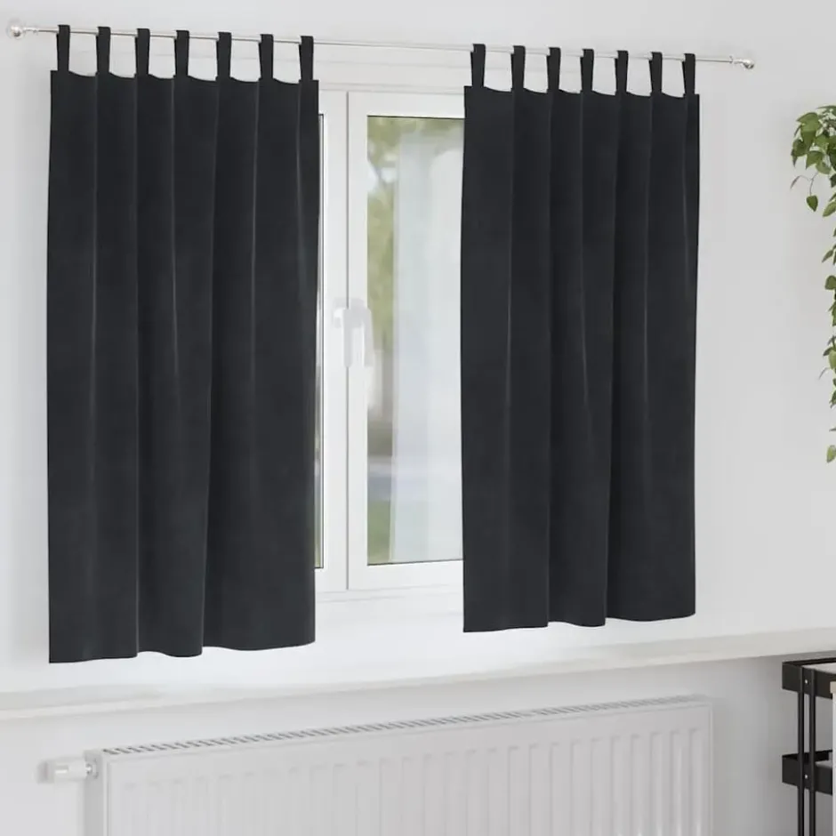 vidaXL Gordijnen met lussen - Verduisterend - Zwart Fluweel - 140x175 cm - 2 St.