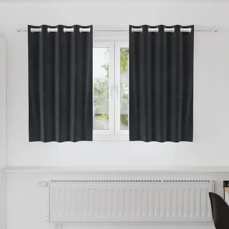 vidaXL Gordijnen met ringen - Donkergrijs - 140x140 cm - Fluweel - 2 Stuks
