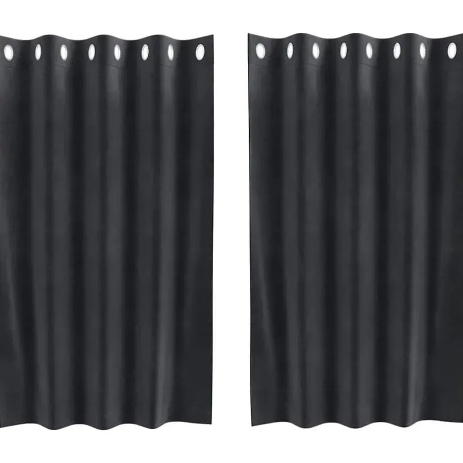 vidaXL Gordijnen met ringen - Donkergrijs - 140x140 cm - Fluweel - 2 Stuks