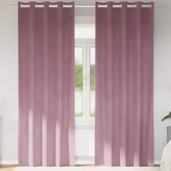 vidaXL Gordijnen met ringen - Donkerroze - 140x260 cm - Fluweel - 2 Stuks